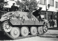 Stíhač tanků Hetzer je vidět v Praze Strašnicích