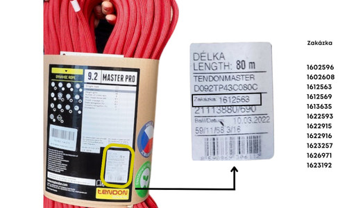 Horolezecké lano Tendon Master Pro 9,2 vraťte Lanexu Horolezecké lano Tendon Master Pro 9,2 vraťte Lanexu