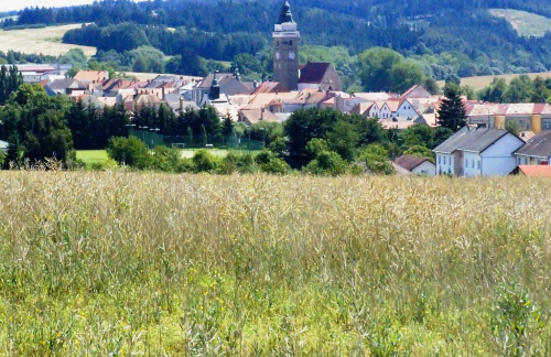 Výhled na Slavonice od chrámu svatého Ducha.