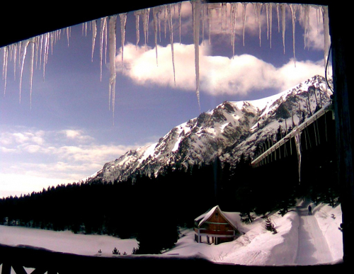 Vysoké Tatry, podhled z hotelu Popradské pleso na Patrii.