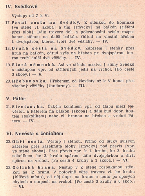 Svatošské skály, horolezecký průvodce 1968.