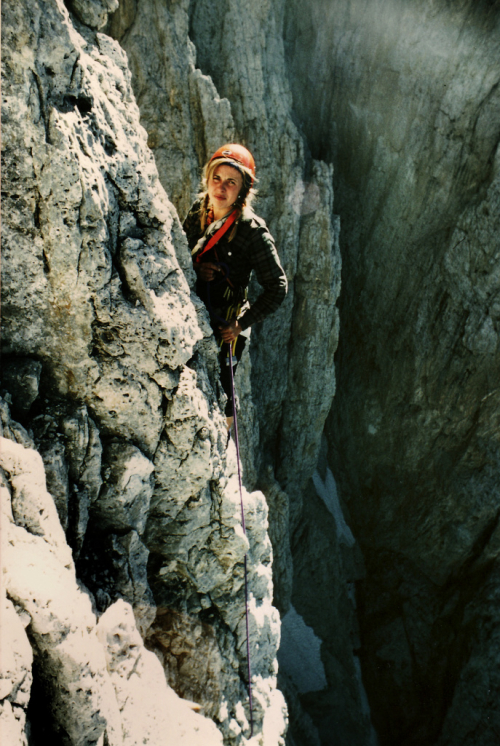 Dana Němcová leze Gran Pilaster, Pala di San Martino 3. září 1980.