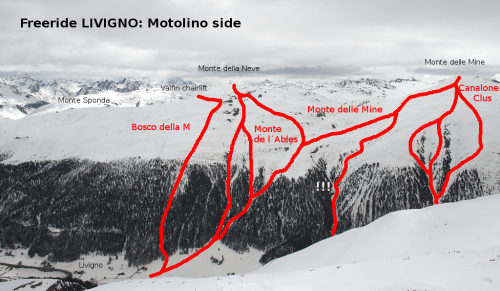 Livigno freeride: Mottolino side. 