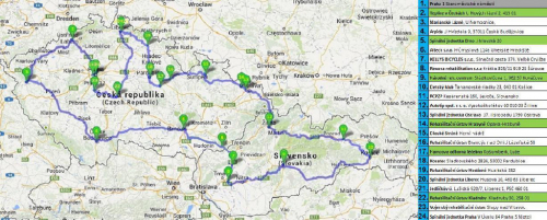 Opel handy cyklo maraton 2014. Mapa průjezdních bodů.