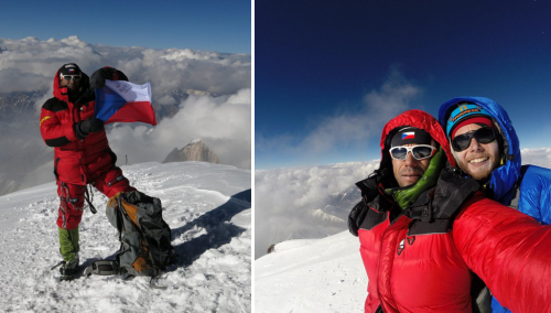 K2 (8611 m). Radek Jaroš a Jan Trávníček na vrcholu.