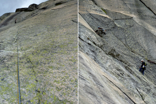 Grimselpass: Vpravo Motorhead. Sokolíkem vzhůru! Vlevo Septumania 6a+. Parádní plotny v sedmé délce.