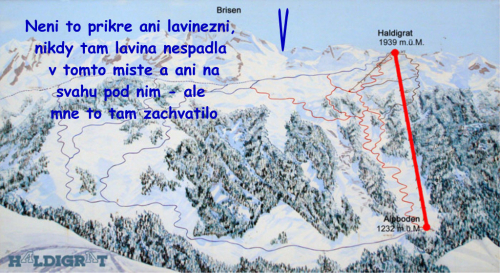 Lavina z Haldigrat Brisen. Urnské Alpy ve Švýcarsku. 