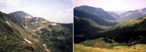 Bystrá (vlevo) a Kamenistá dolina (vpravo).