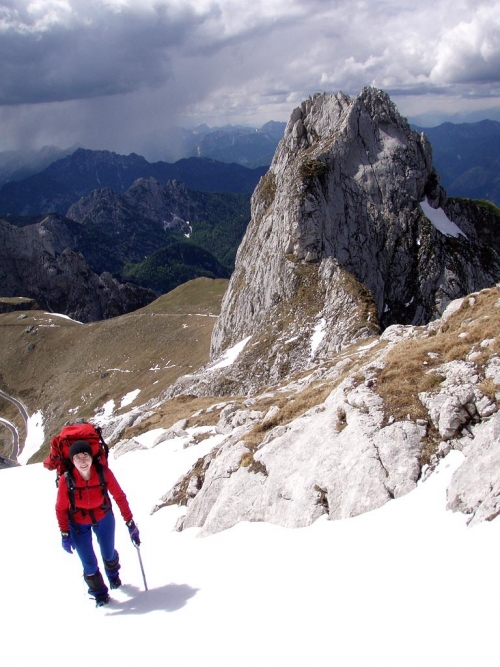 Výstup na Mangrt z Mangrtského sedla.