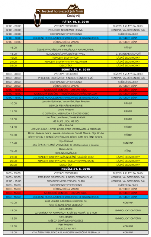 Festival horolezeckých filmů Český ráj 2015 - program.