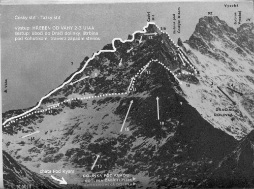 Český / Ťažký štít. Západní stěna.