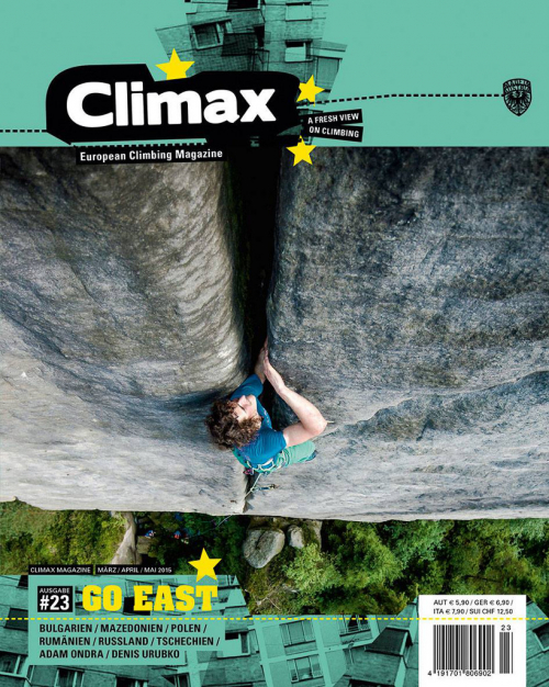 Adam Ondra na obálce rakouského lezeckého časopisu Climax číslo 23.