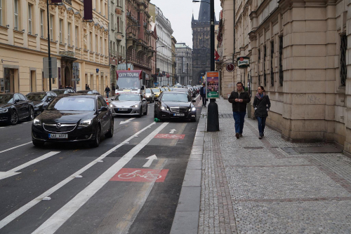 Cyklopruh Hybernská ulice, Praha.