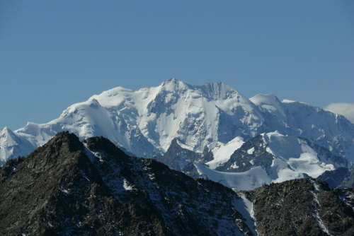 Kyrgyzstán, Tereskej Alatau, výhled na Chan Tengri (Ťan Šan).