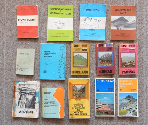 Turistické a horolezecké průvodce z 80. let 20. století.