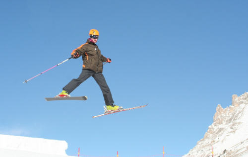 Dolomity, Latemar. Obereggen Snowpark.