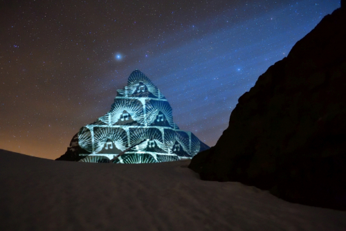 Matterhorn, April 202020. Light Art by Gerry Hofstetter.