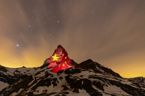 Matterhorn, April 202020. Light Art by Gerry Hofstetter.