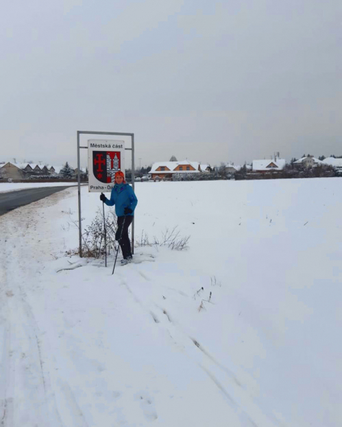 Praha, Ládví v zimě na běžkách.