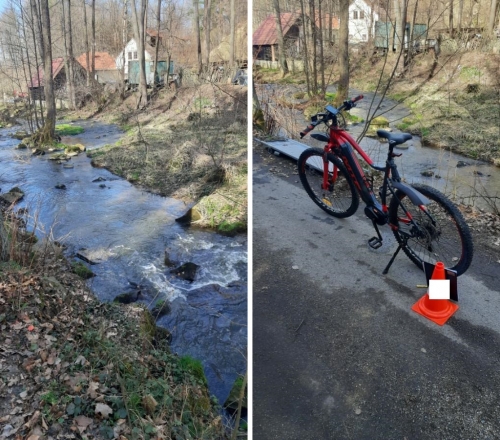 Senior na elektrokole spadl do potoka u Trhových Svinů.