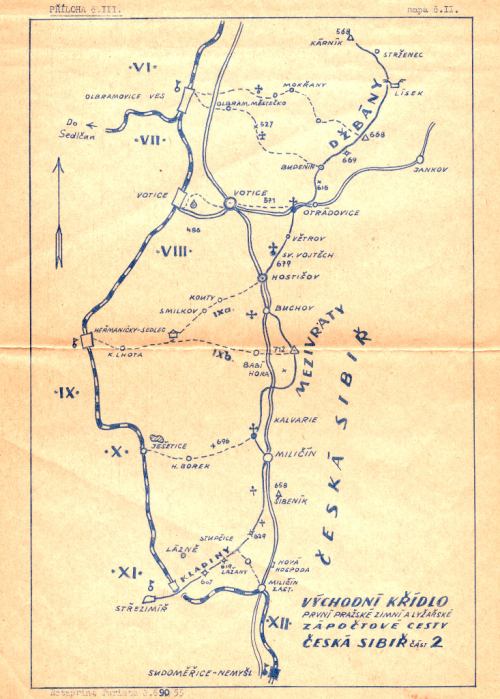 První pražská zimní a lyžařská zápočtová cesta 1955 z Čerčan na Onen Svět.
