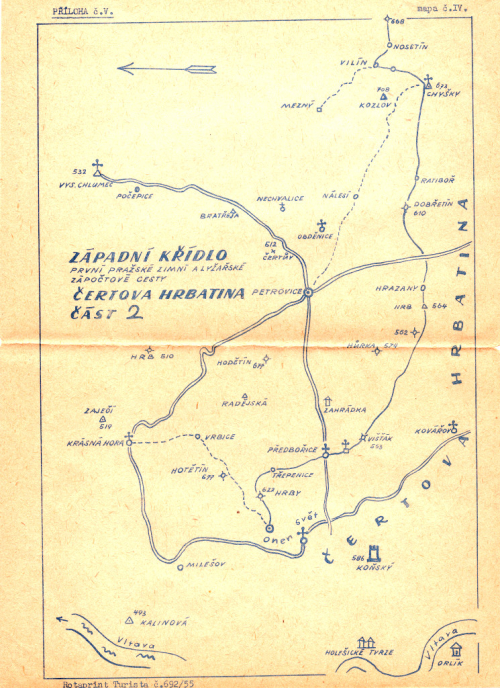 První pražská zimní a lyžařská zápočtová cesta 1955 z Čerčan na Onen Svět.
