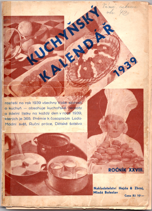 Kuchyňský kalendář 1939. Kuchyňský kalendář.